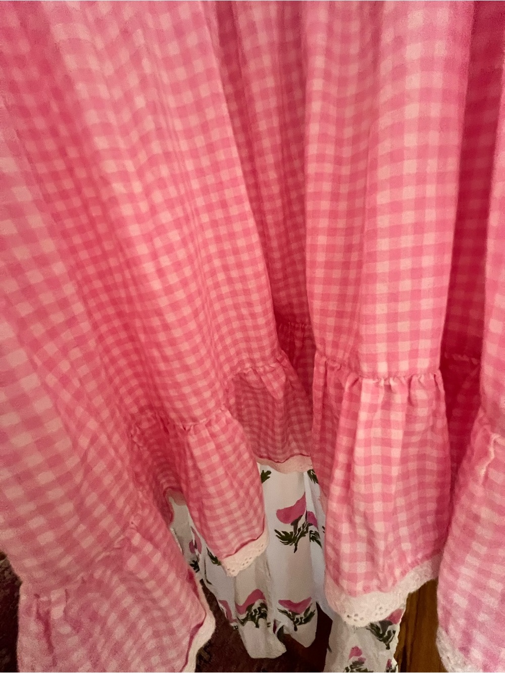 LoveShackFancy Gingham Ceronne Mini Dress in SunKissed Rose - Picture 7 of 14